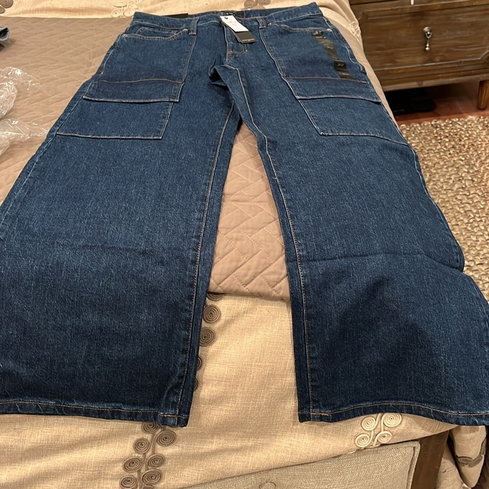 Banana Republic Mid-Rise Dark Wash Straight Cargo Jeans/NWT/28 Petite - Picture 6 of 13